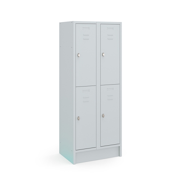 Casier type T, 2x2 portes, corps gris, portes grises