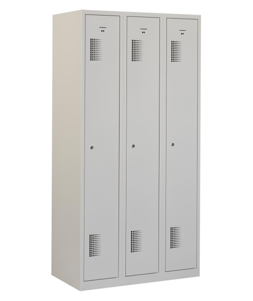 Casier type T, 3x1 porte, corps gris, portes grises