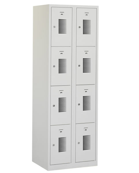 Casier type T, 2x4 portes, corps gris, portes grises