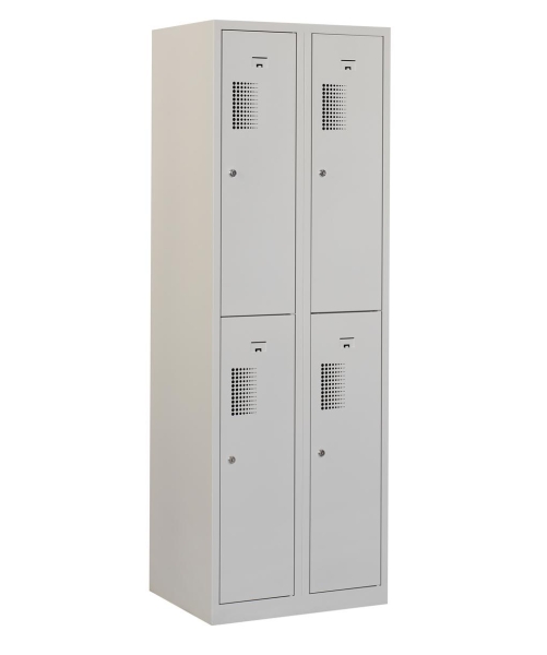 Locker type T, 2x2 portes, corps gris, portes grises