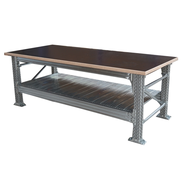 Etabli type456 H927XP600XL1200 avec plan de travail en betonplex hètre (30 mm) inclus plus 1 niv. de tablettes inclus.