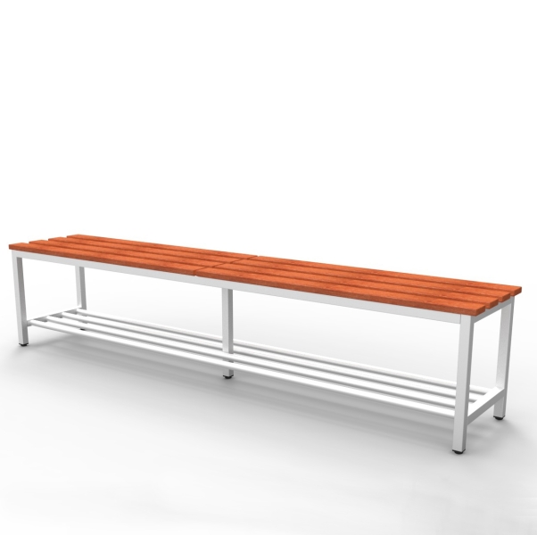 Banc avec lattes en hêtre massif. 450x350x2000 mm (HxPxL).