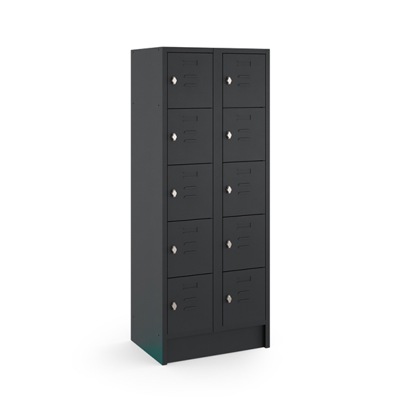 Casier type T, 2x5 portes, corps noir, portes noires