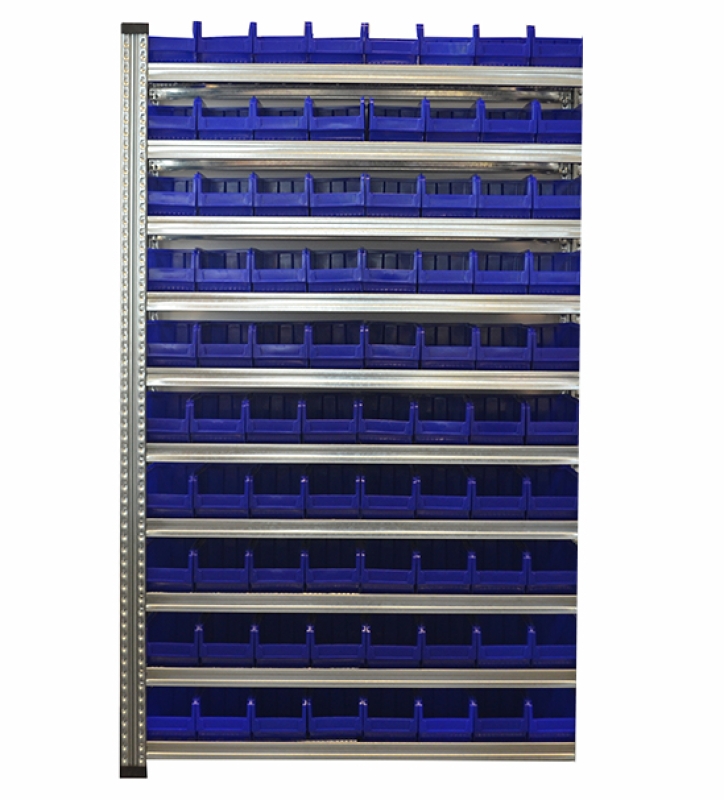 10 niveaux avec bacs de rangement - 80 bacs type K3 (H120xP235xL144 mm) inclus