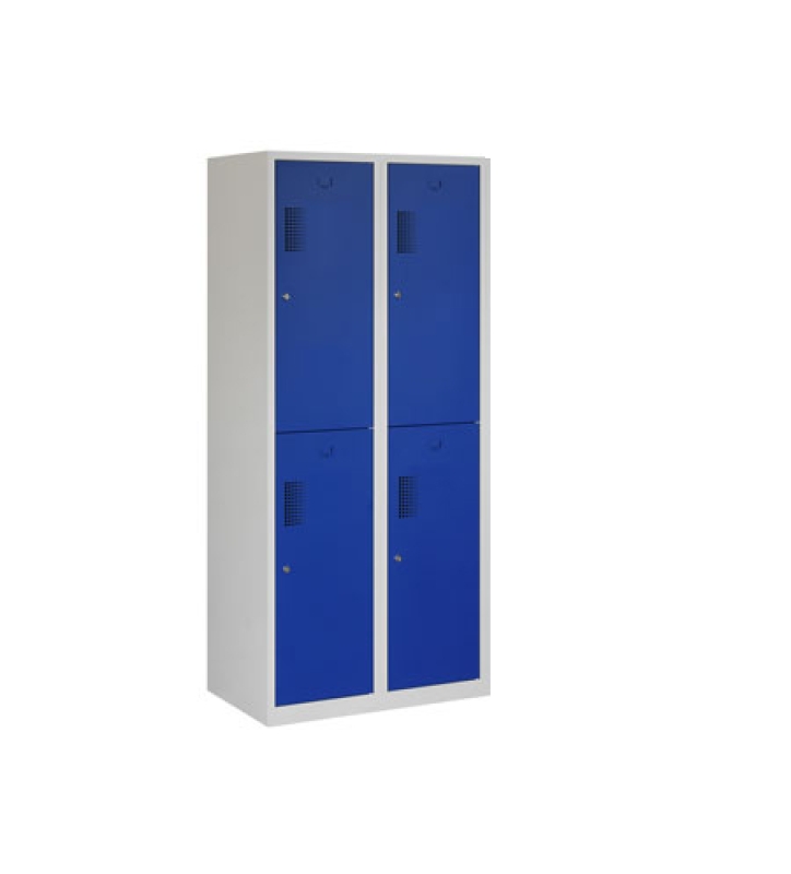 Vestiaire industrie propre/sale, 2x2 portes, corps gris, portes bleues