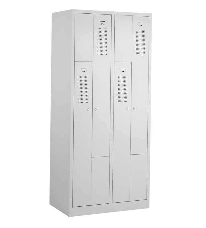Casiers en Z, 2x2 portes, corps gris, portes grises