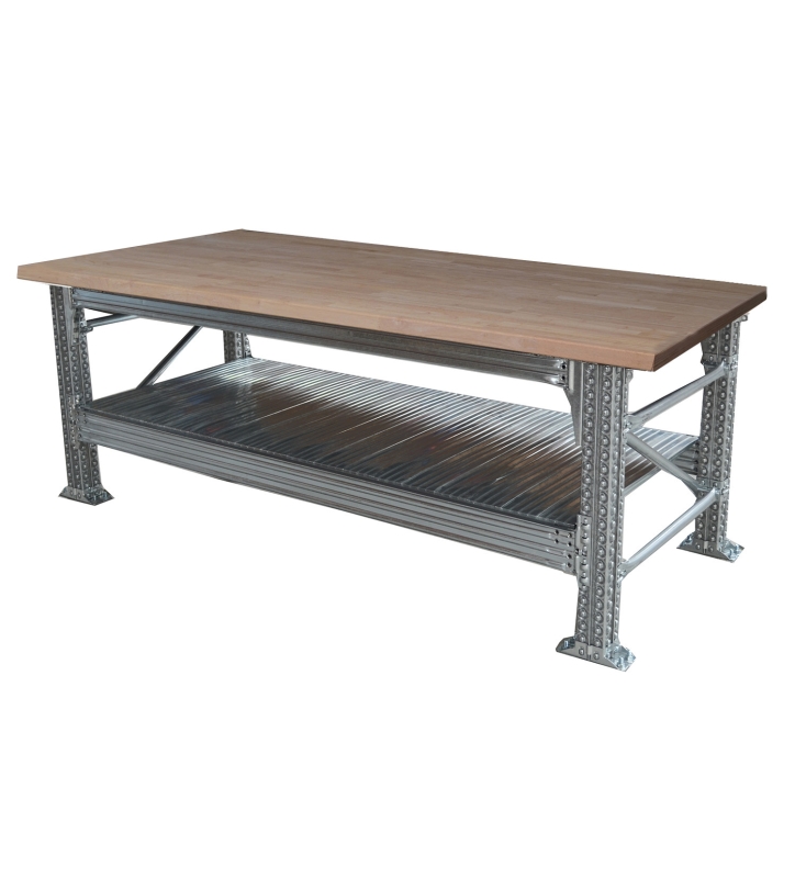 Etabli type456 H921xD700xL2100 avec plan de travail en ecolwood (30 mm) inclus plus 1 niv. de tablettes inclus