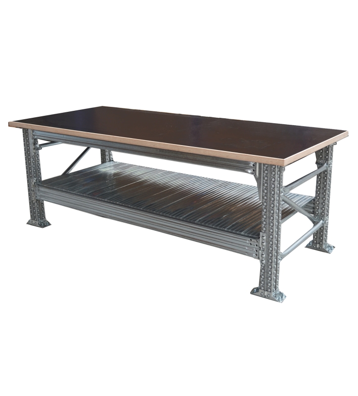 Etabli type456 H927XP600XL2100 avec plan de travail en betonplex (30 mm) inclus plus 1 niv; de tablettes inclus.
