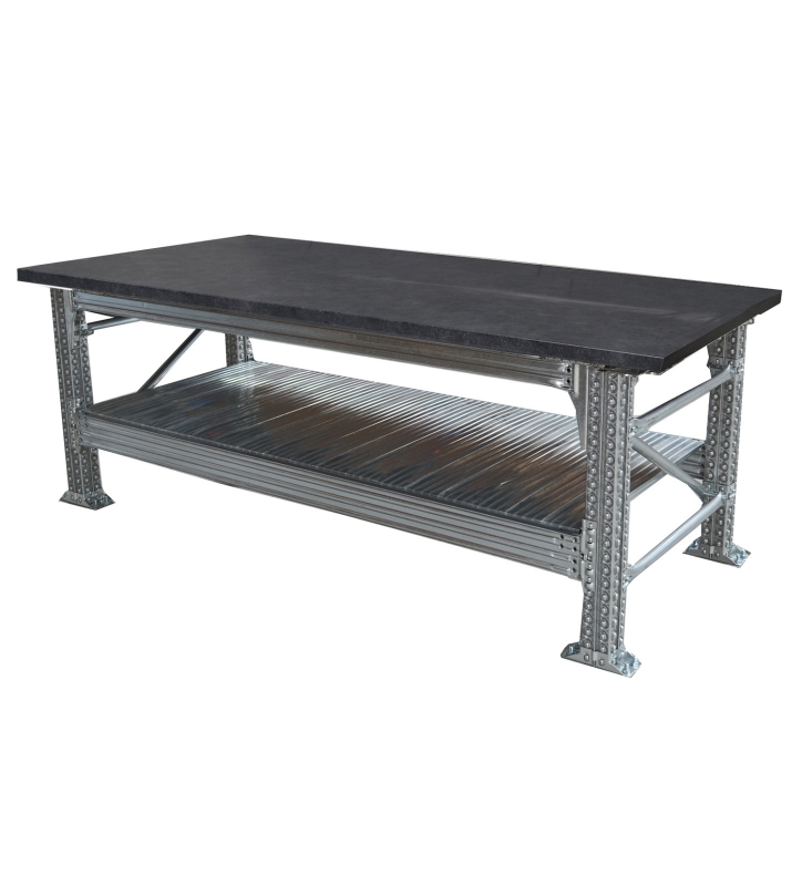 Etabli type456 H931xP800xL1200 avec plan de travail gris anthracite (40 mm) inclus plus 1 niv. de tablettes.