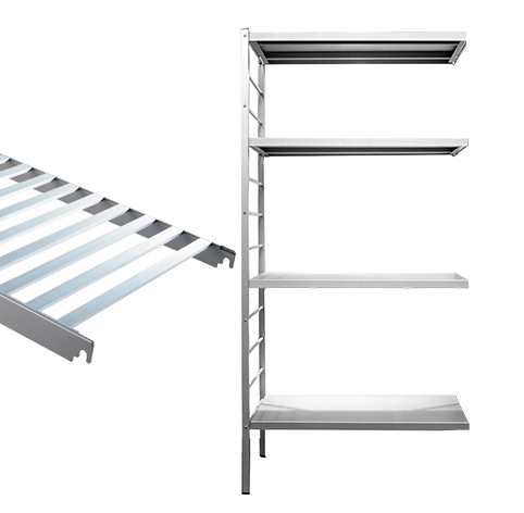 Aanbouwrek 4 aluminium roosterlegborden
