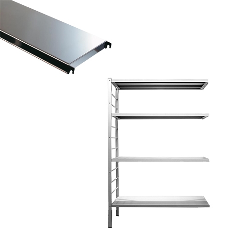 Aanbouwrek 4 legborden inox