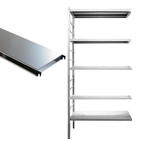 Aanbouwrek 5 legborden inox