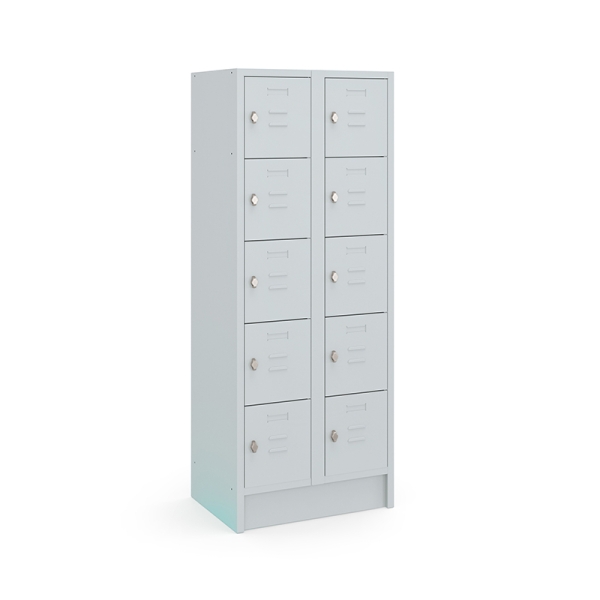 Locker type T, 2x5-deurs, grijze omkasting, grijze deuren