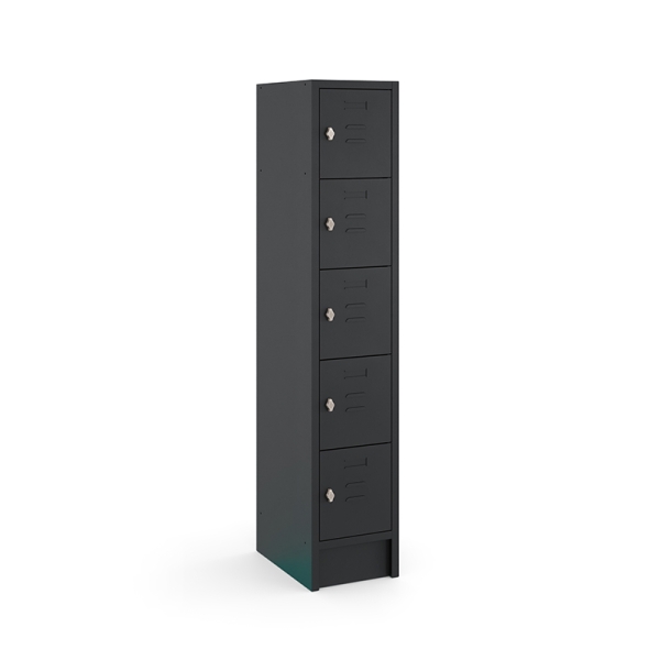 Locker type T, 5-deurs, zwarte omkasting, zwarte deuren
