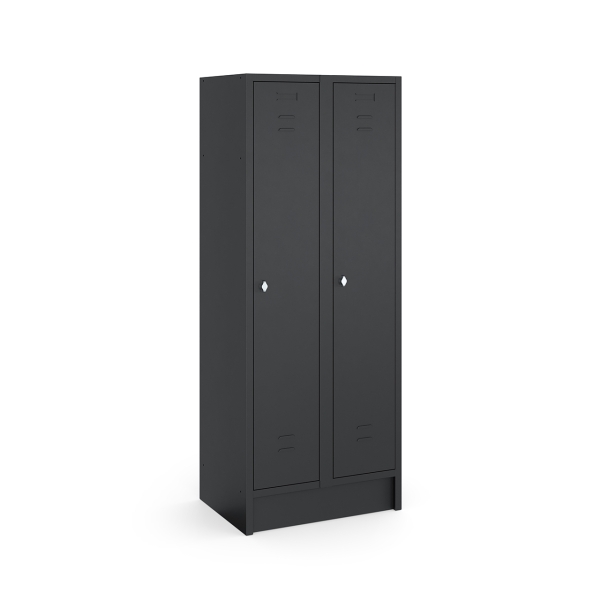 Locker type T, 2x1-deurs, zwarte omkasting, zwarte deuren