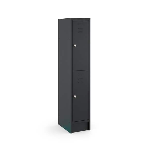 Locker type T, 2-deurs, zwarte omkasting, zwarte deuren