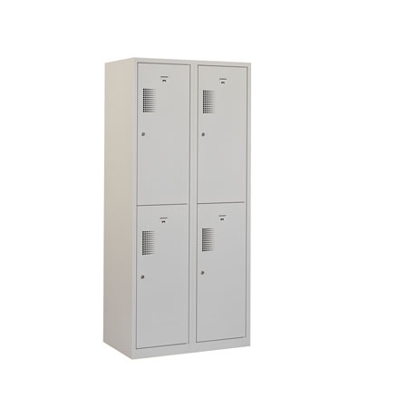 Locker met schoon/vuil-verdeling, 2x2 deurs, grijze omkasting, grijze deuren