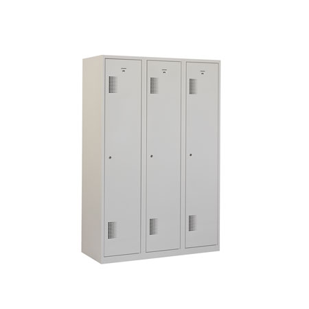Locker met schoon/vuil-verdeling, 3x1 deurs, grijze omkasting, grijze deuren