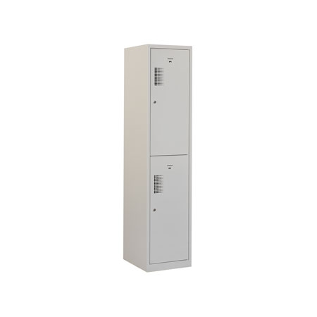 Locker met schoon/vuil-verdeling, 1x2 deurs, grijze omkasting, grijze deuren
