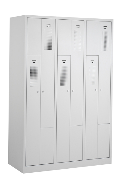 Z-lockers, 3x2 deurs, grijze omkasting, grijze deuren