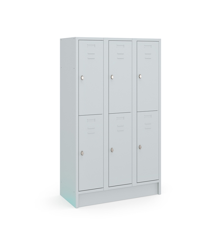 Locker type T, 3x2-deurs, grijze omkasting, grijze deuren