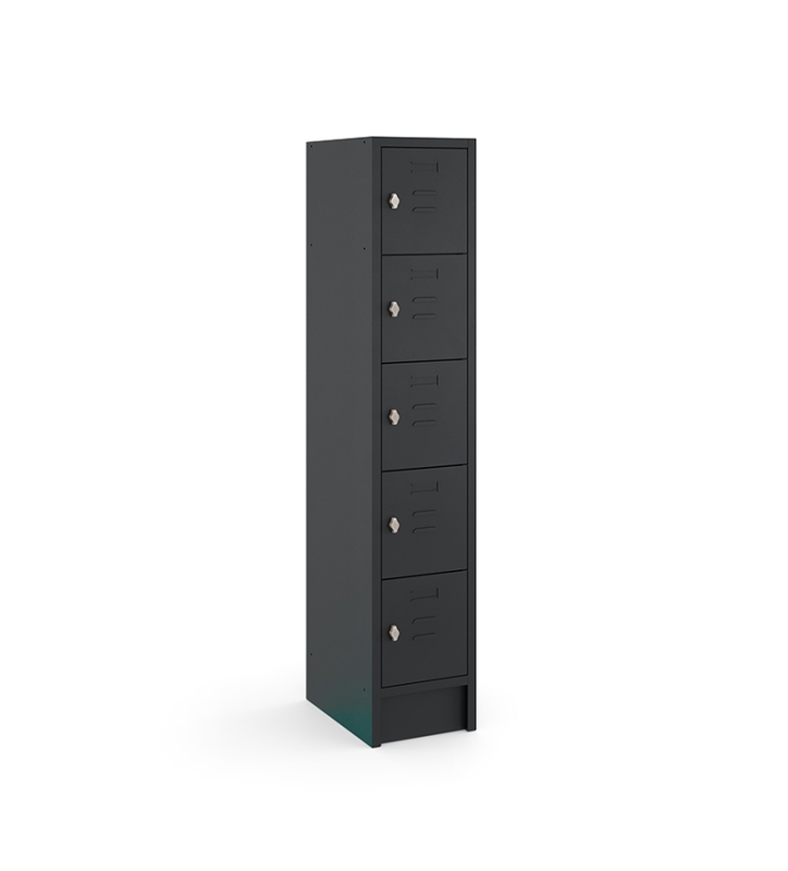 Locker type T, 5-deurs, zwarte omkasting, zwarte deuren