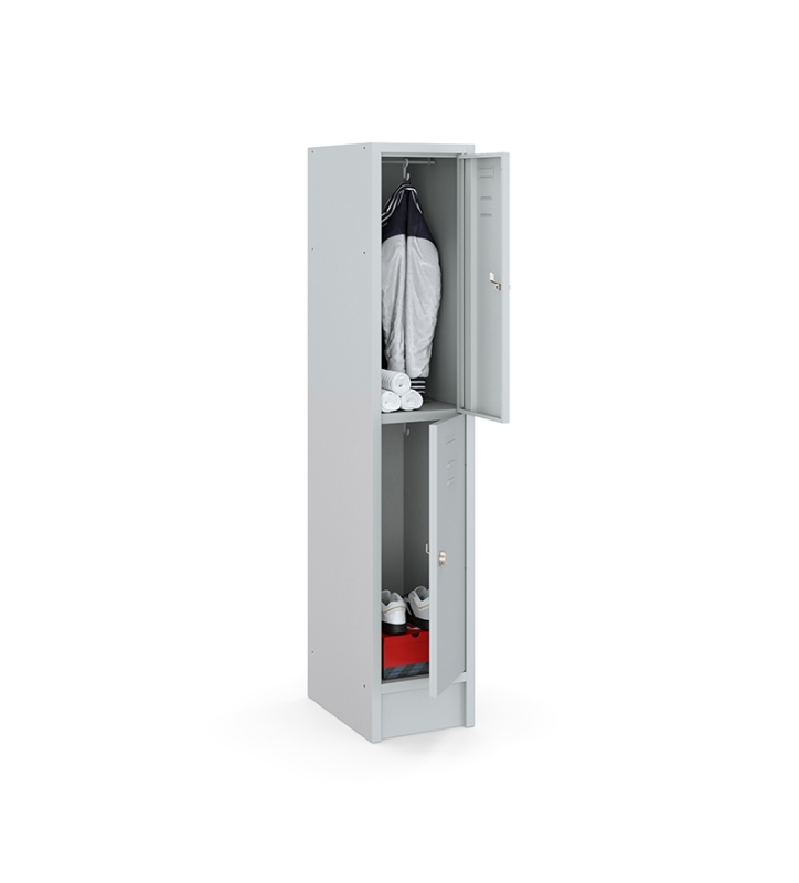 Locker type T, 2-deurs, grijze omkasting, grijze deuren