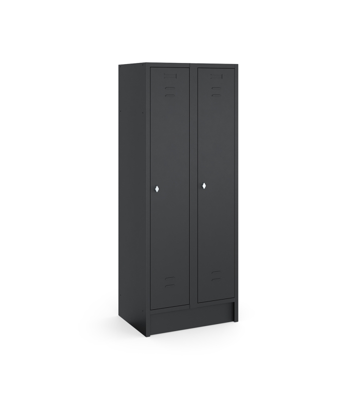 Locker type T, 2x1-deurs, zwarte omkasting, zwarte deuren