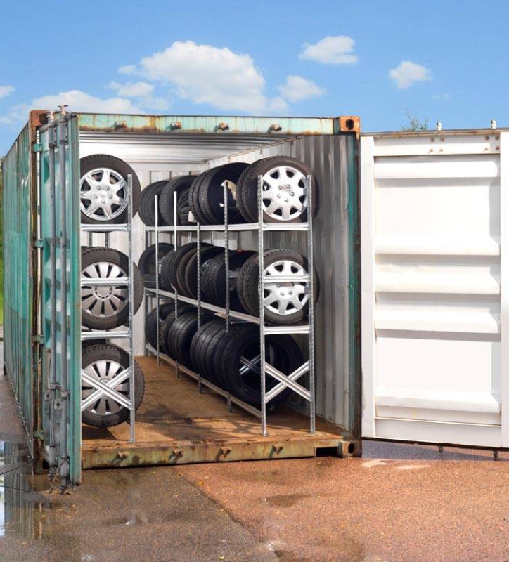 Bandenrekken voor 20FT container , 2x(4x900+2x1050 mm). 
