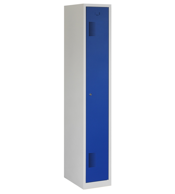 Locker type T, 1-deurs, grijze omkasting, blauwe deuren