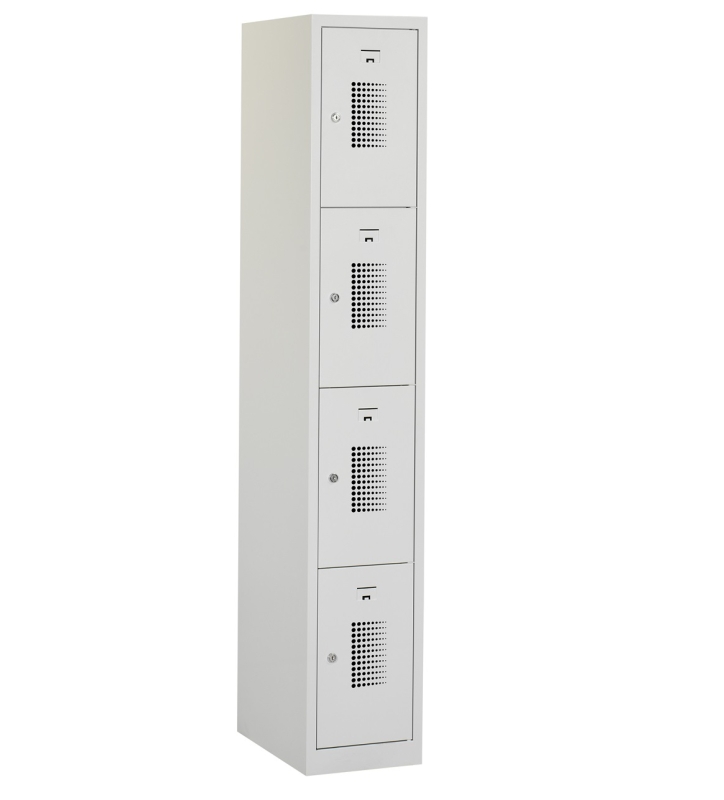 Locker type T, 4-deurs, grijze omkasting, grijze deuren