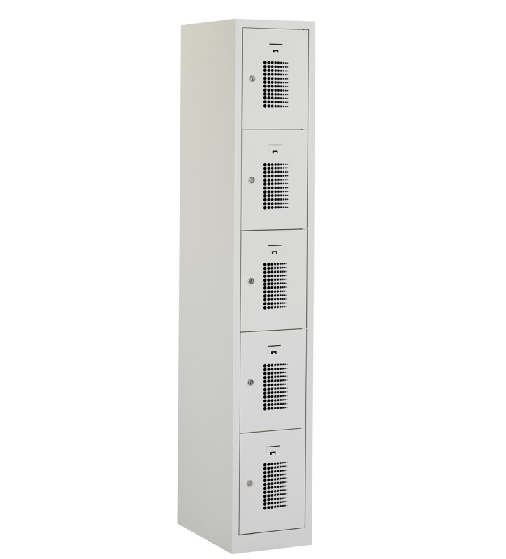 Locker type T, 5-deurs, grijze omkasting, grijze deuren