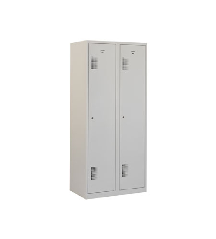 Locker met schoon/vuil-verdeling, 2x1 deurs, grijze omkasting, grijze deuren