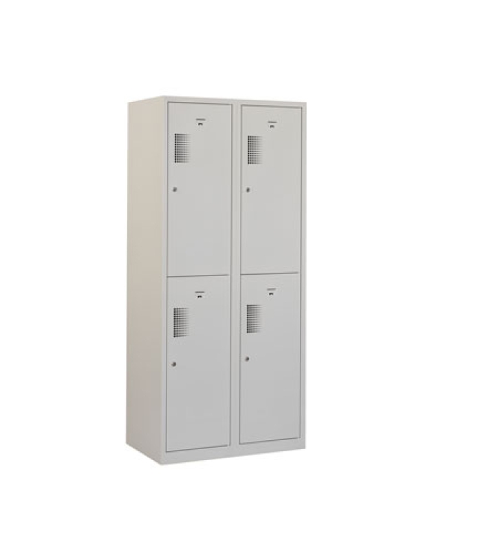 Locker met schoon/vuil-verdeling, 2x2 deurs, grijze omkasting, grijze deuren