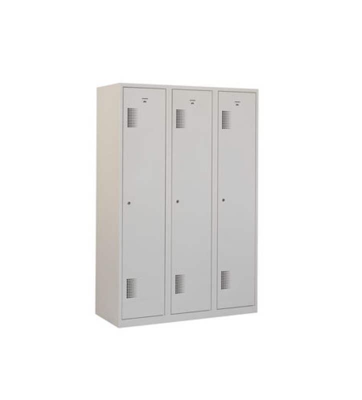 Locker met schoon/vuil-verdeling, 3x1 deurs, grijze omkasting, grijze deuren