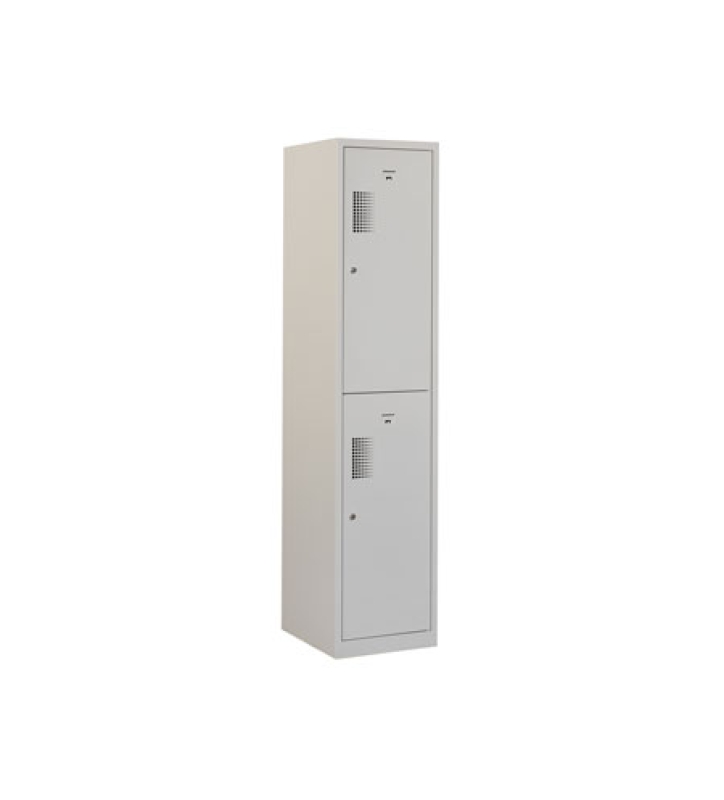 Locker met schoon/vuil-verdeling, 1x2 deurs, grijze omkasting, grijze deuren