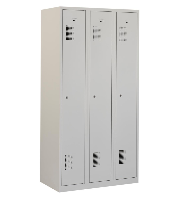 Locker type T, 3x1 deur, grijze omkasting, grijze deuren