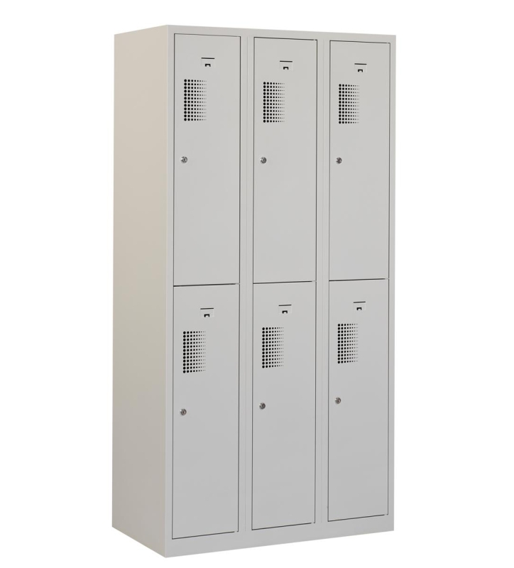 Locker type T, 3x2-deurs, grijze omkasting, grijze deuren