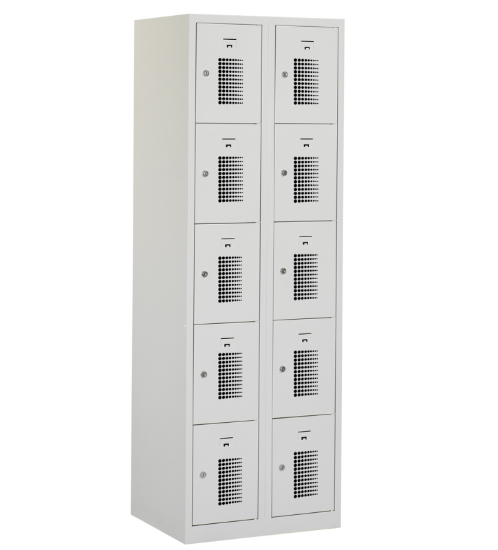 Locker type T, 2x5-deurs, grijze omkasting, grijze deuren