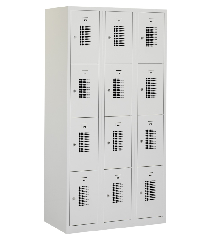 Locker type T, 3x4-deurs, grijze omkasting, grijze deuren