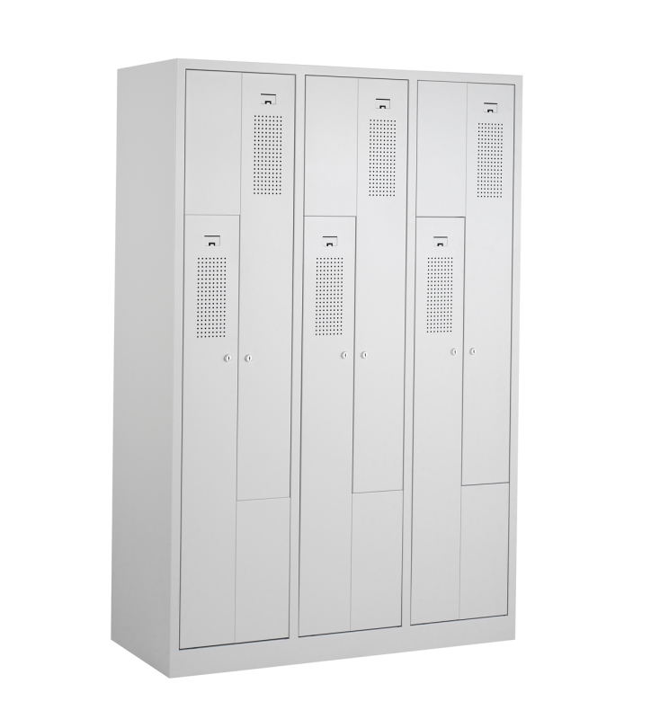 Z-lockers, 3x2 deurs, grijze omkasting, grijze deuren