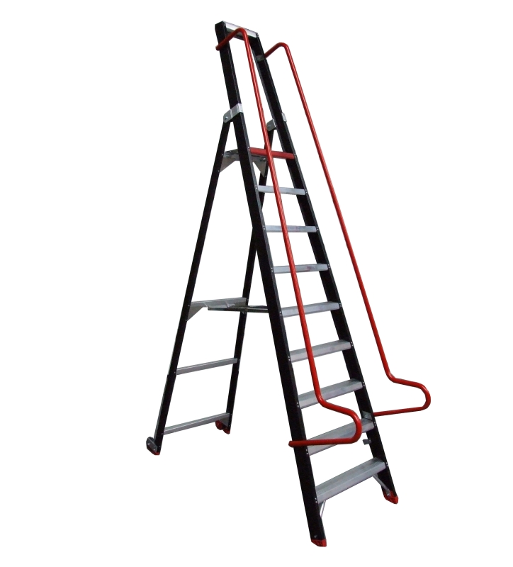 Magazijnladder - 9 treden- werkhoogte 4100 mm