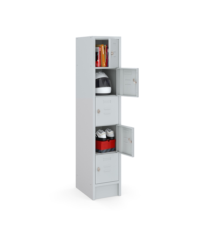 Locker type T, 5-deurs, grijze omkasting, grijze deuren