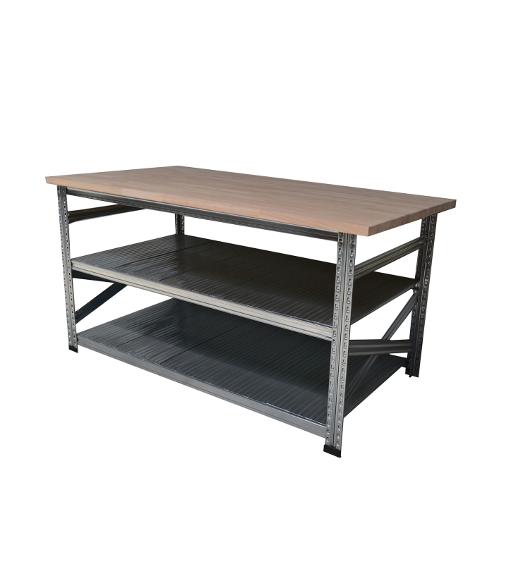 Werktafel type123 H925xD600xL1400 met ecolwood werkblad 30 mm plus 2 legborden