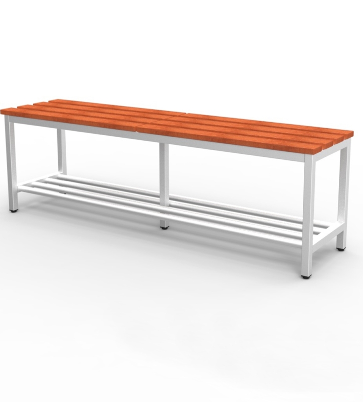 Zitbank met beuken latten. 450x350x1500 mm (HxDxL).