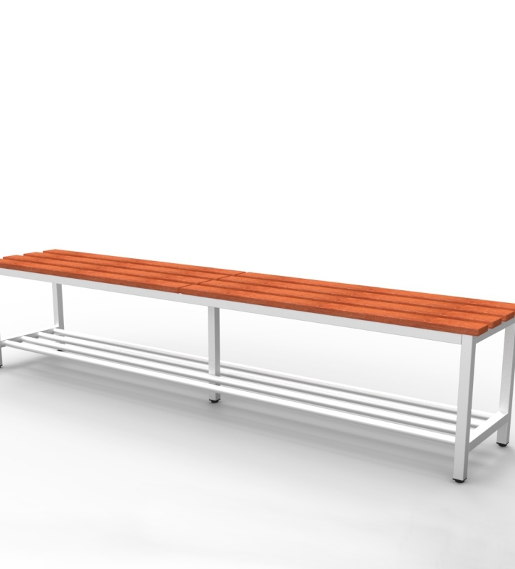 Zitbank met beuken latten. 450x350x2000 mm (HxDxL).