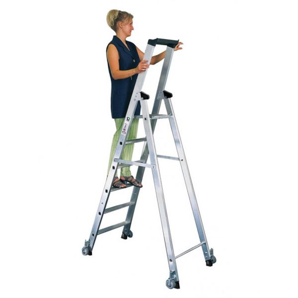 Industrietrap enkelzijdig verrijdbaar - 5 treden - werkhoogte 3250 mm