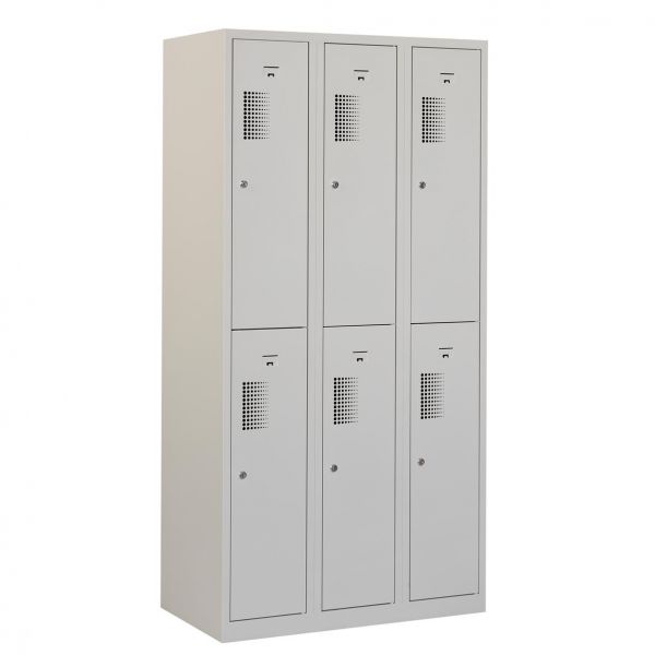 Locker type T, 3x2-deurs, grijze omkasting, grijze deuren