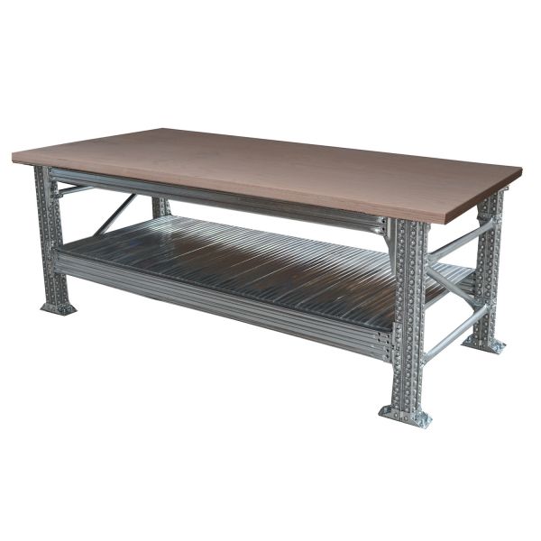 Werkbank type456 H931XD700XL1500 incl. beuken multiplex bovenblad (40 mm) plus 1 legbord.