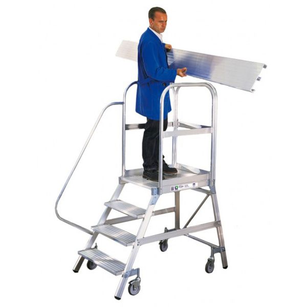 Bordestrap enkelzijdig verrijdbaar - 5 treden - werkhoogte 3200 mm